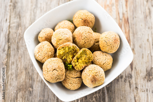 Fototapeta Naklejka Na Ścianę i Meble -  Polpette di Ceci, chickpea balls, Healthy Vegetarian Food 