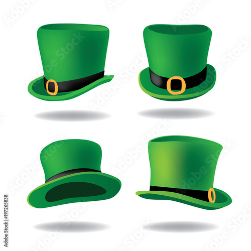 Set of Saint Patrick's Day leprechaun hats. EPS10 vector illustration.