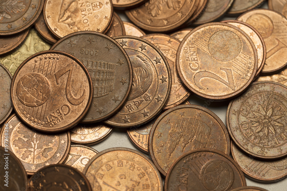 European Union Euro Cents Coins in the Detail European Union Euro Cents Coins in the Detail