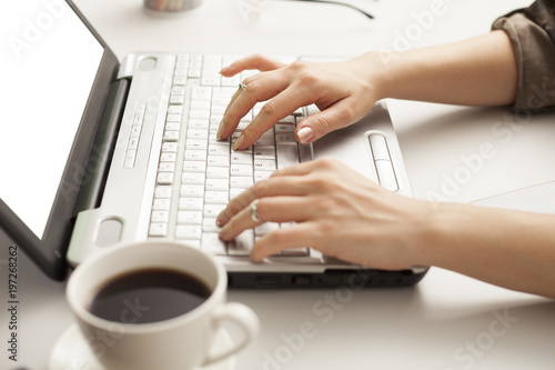 woman using laptop