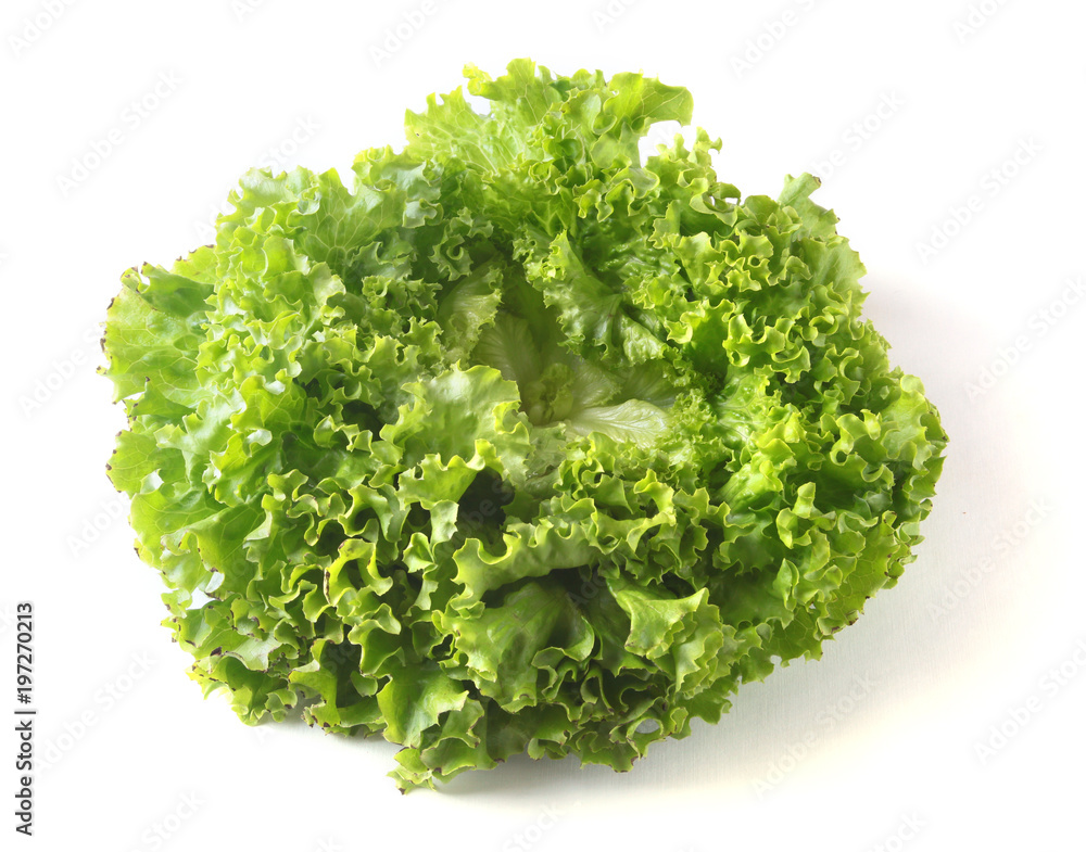 Obraz premium Fresh vegetables, garlic and leaf lettuce. Isolated on white background. Selective focus.