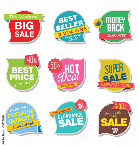 Modern sale stickers and tags colorful collection