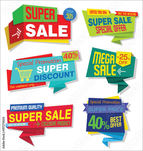 Modern sale stickers and tags colorful collection