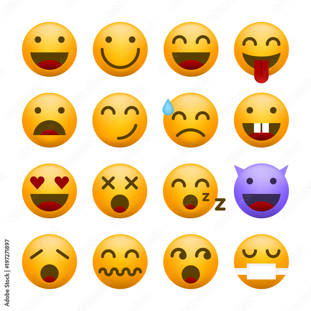 Set of Minimal Cute Emoticons on White Background . Isolated Vector Illustration Set of Minimal Cute Emoticons on White Background . Isolated Vector Illustration