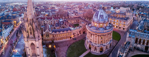 Fotografie, Obraz Aerial evening view of central Oxford, UK