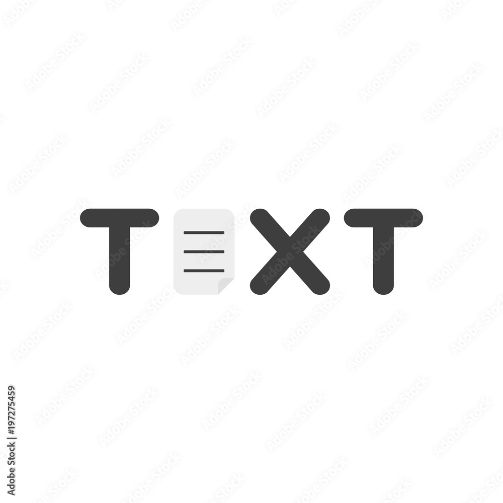 Vector icon concept of text word with written paper Vector icon concept of text word with written paper
