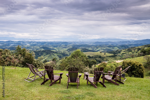 Mountain view from farm in Cunha, Sao Paulo. Mountain range in t photo