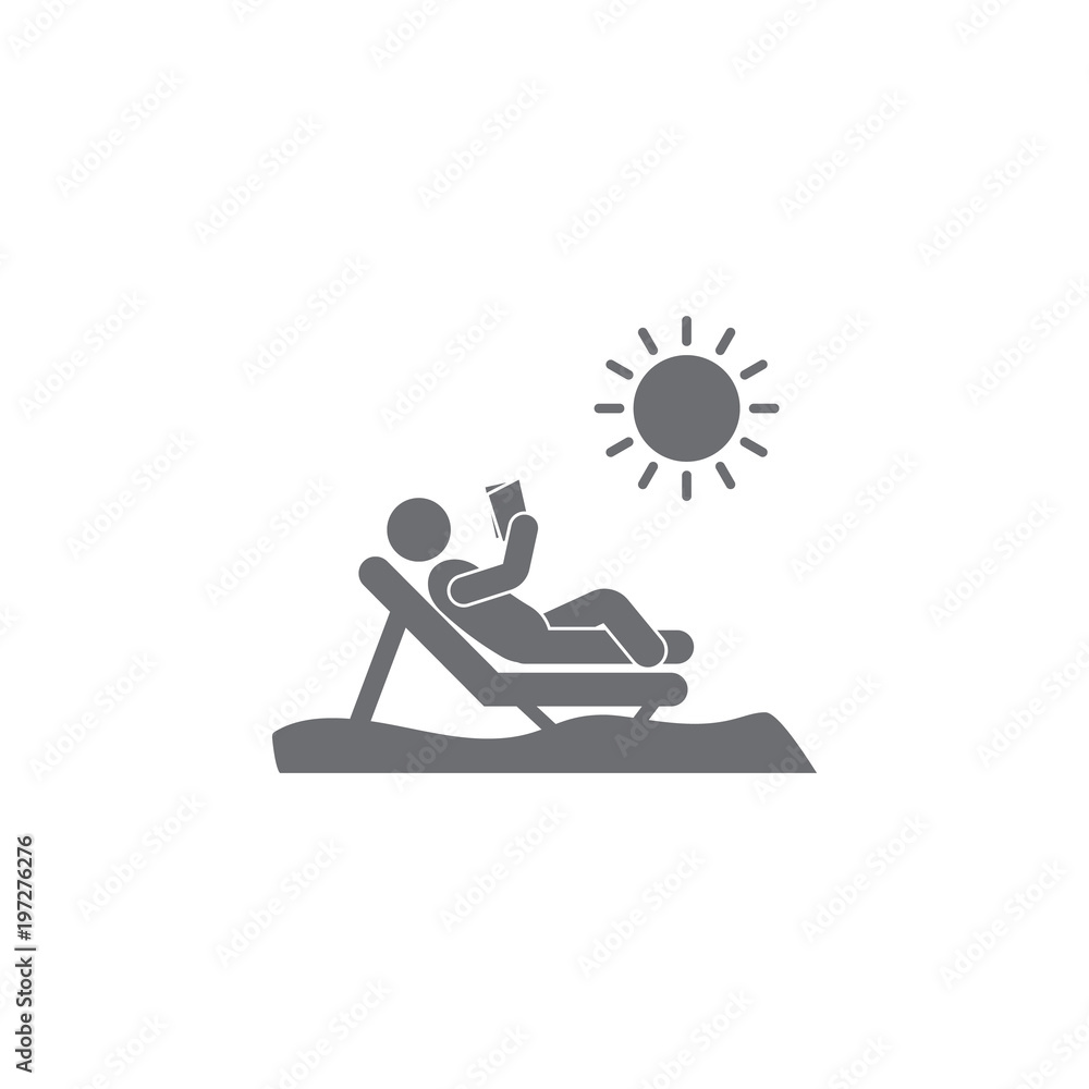 sunbathe reading a book icon. Simple element illustration. sunbathe reading a book symbol design template. Can be used for web and mobile