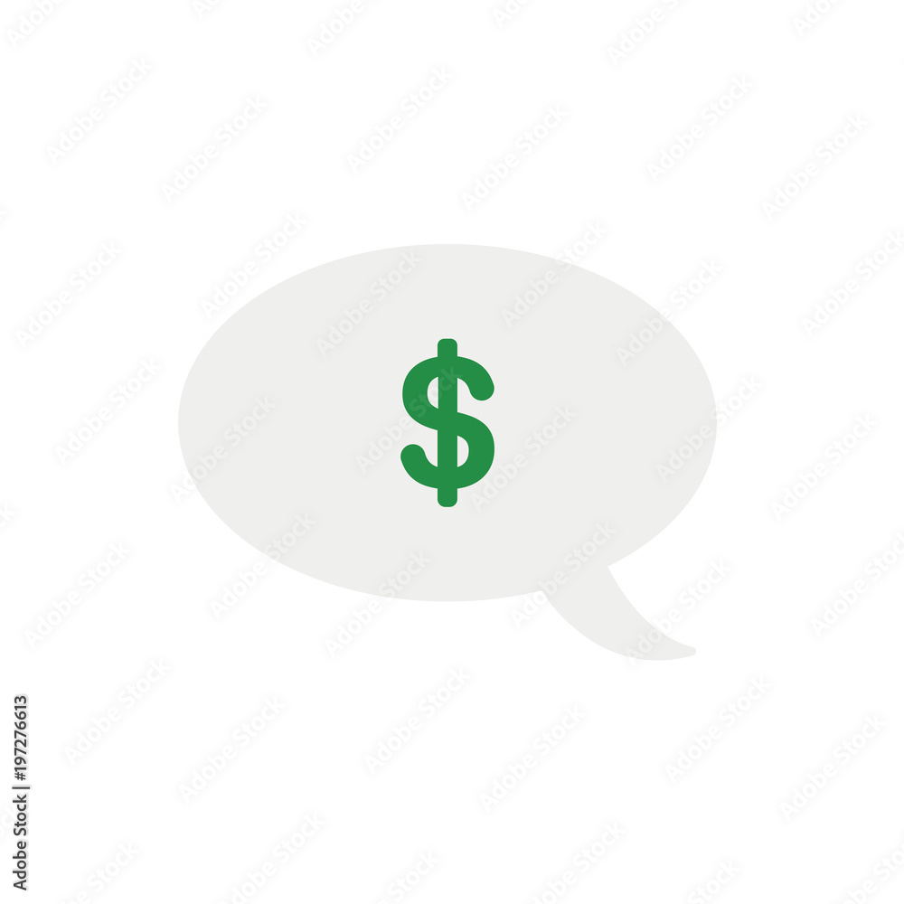 Vector icon concept of dollar symbol inside speech bubble Vector icon concept of dollar symbol inside speech bubble