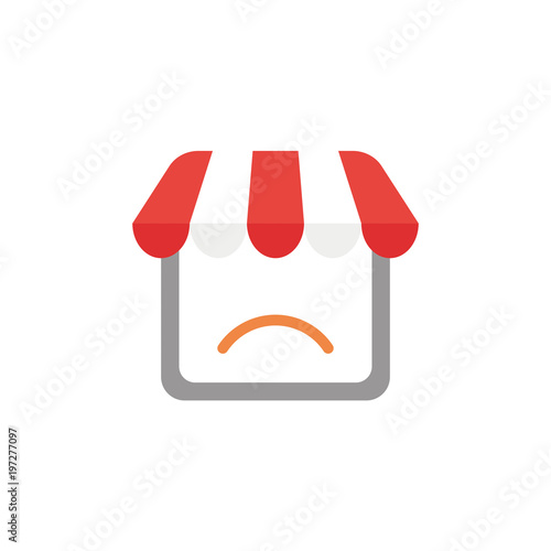 Vector icon concept of shop store with sulking mouth