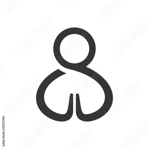 Silhouette of a man with folded palms religious vector logo concept. Man praying isolated logotype on white background