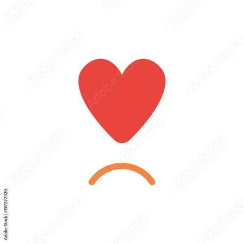 Vector icon concept of heart symbol with sulking mouth