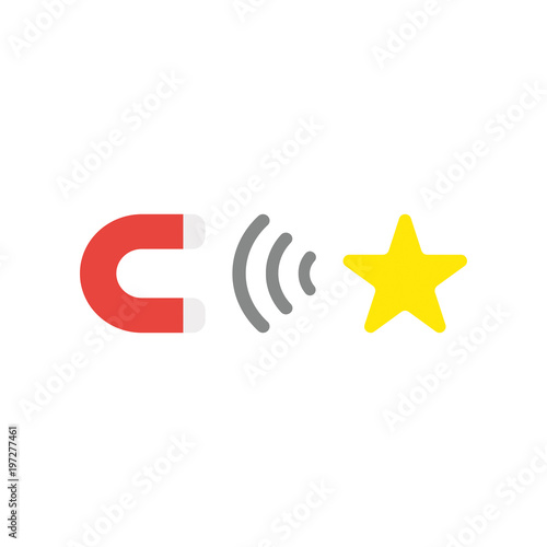 Vector icon concept of magnet icon attracting star symbol