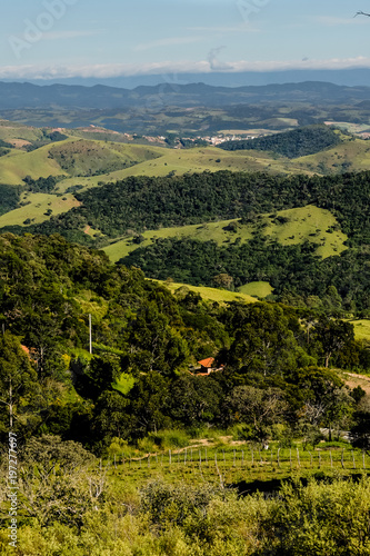 Mountain view from farm in Cunha, Sao Paulo. Mountain range in t