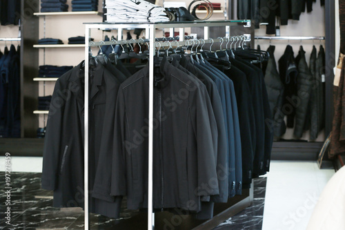 Stylish clothes at menswear store