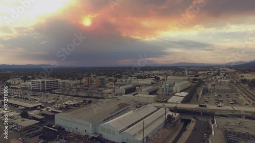 Aerial view of smoggy skies in Los Angeles