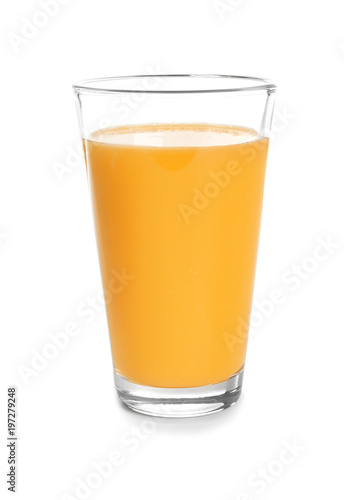 Glass of orange juice isolated on white