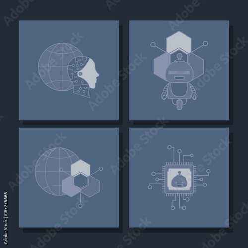 Aritificial Intelligence concept over squares and blue background, colorful design vector illustration photo