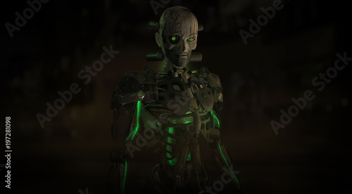 Evil looking android character