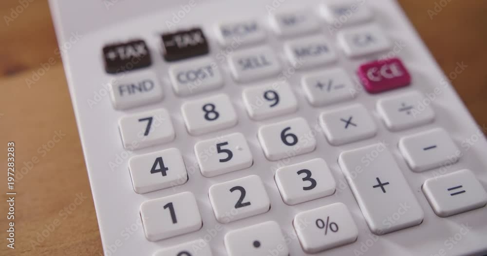 Closeup Of Calculator On Table 4K Closeup Of Calculator On Table 4K