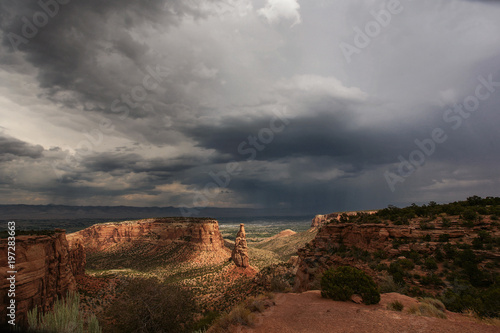 Colorado national Monument with dramatic storm clouds closing in