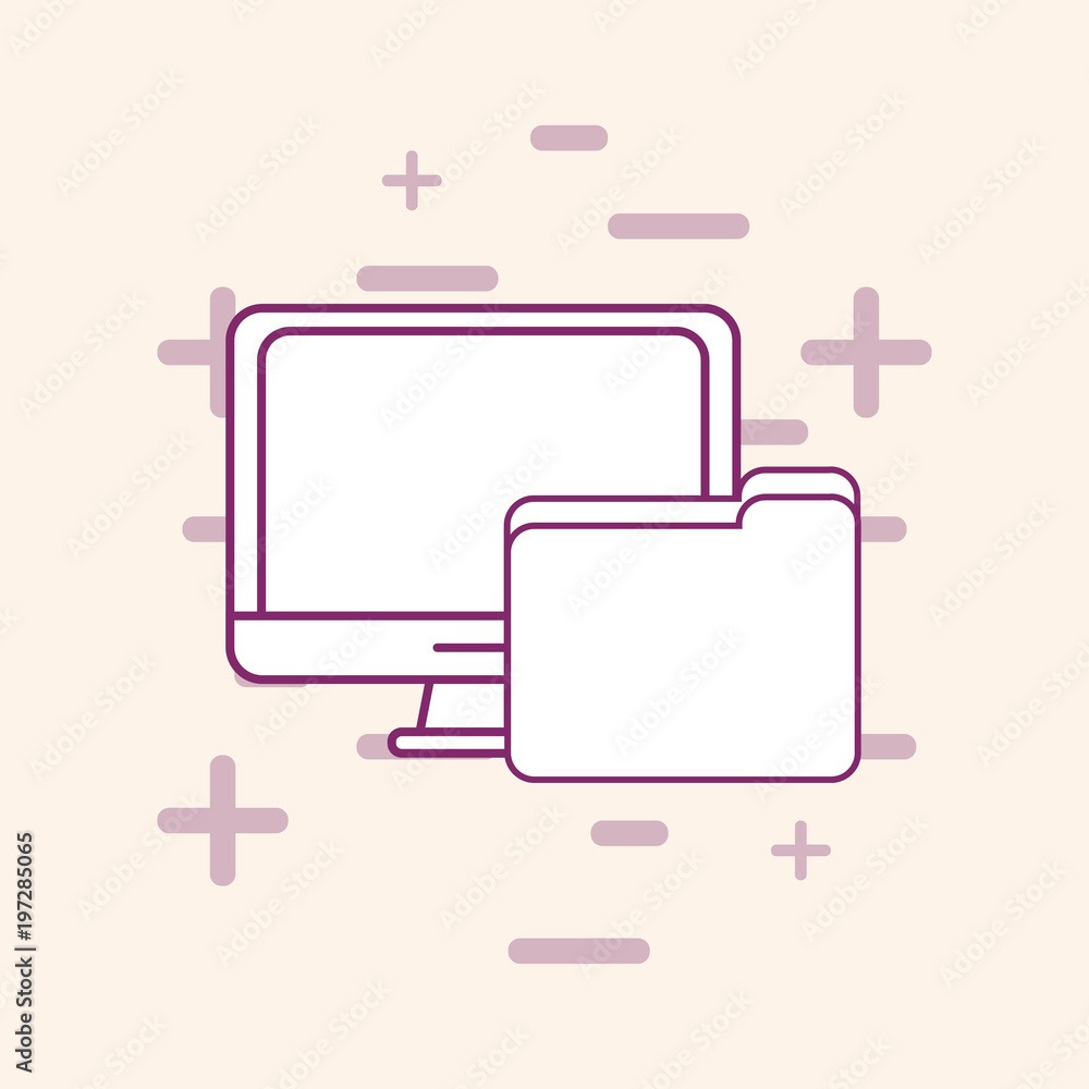 Big data design with computer and document folder over white background, vector illustration Big data design with computer and document folder over white background, vector illustration