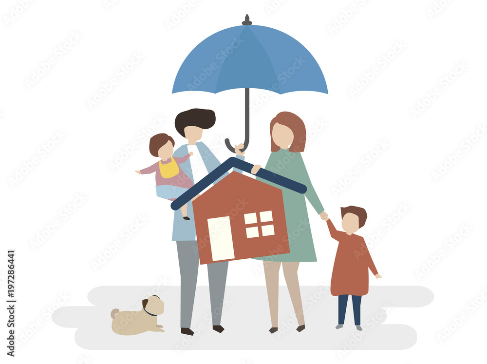 Illustration of home insurance protection Illustration of home insurance protection