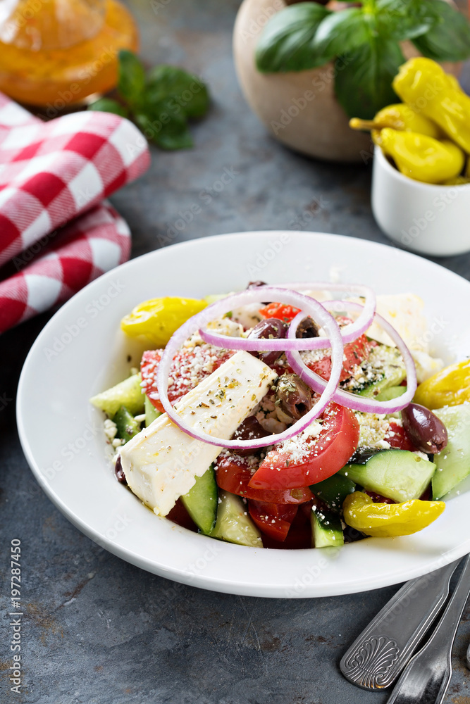 Greek salad with fresh vegetables and feta Greek salad with fresh vegetables and feta
