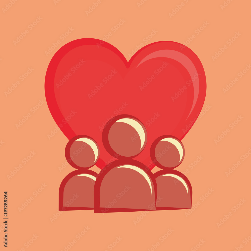 Social media design with avatar people with heart over orange background, colorful design vector illustration Social media design with avatar people with heart over orange background, colorful design vector illustration