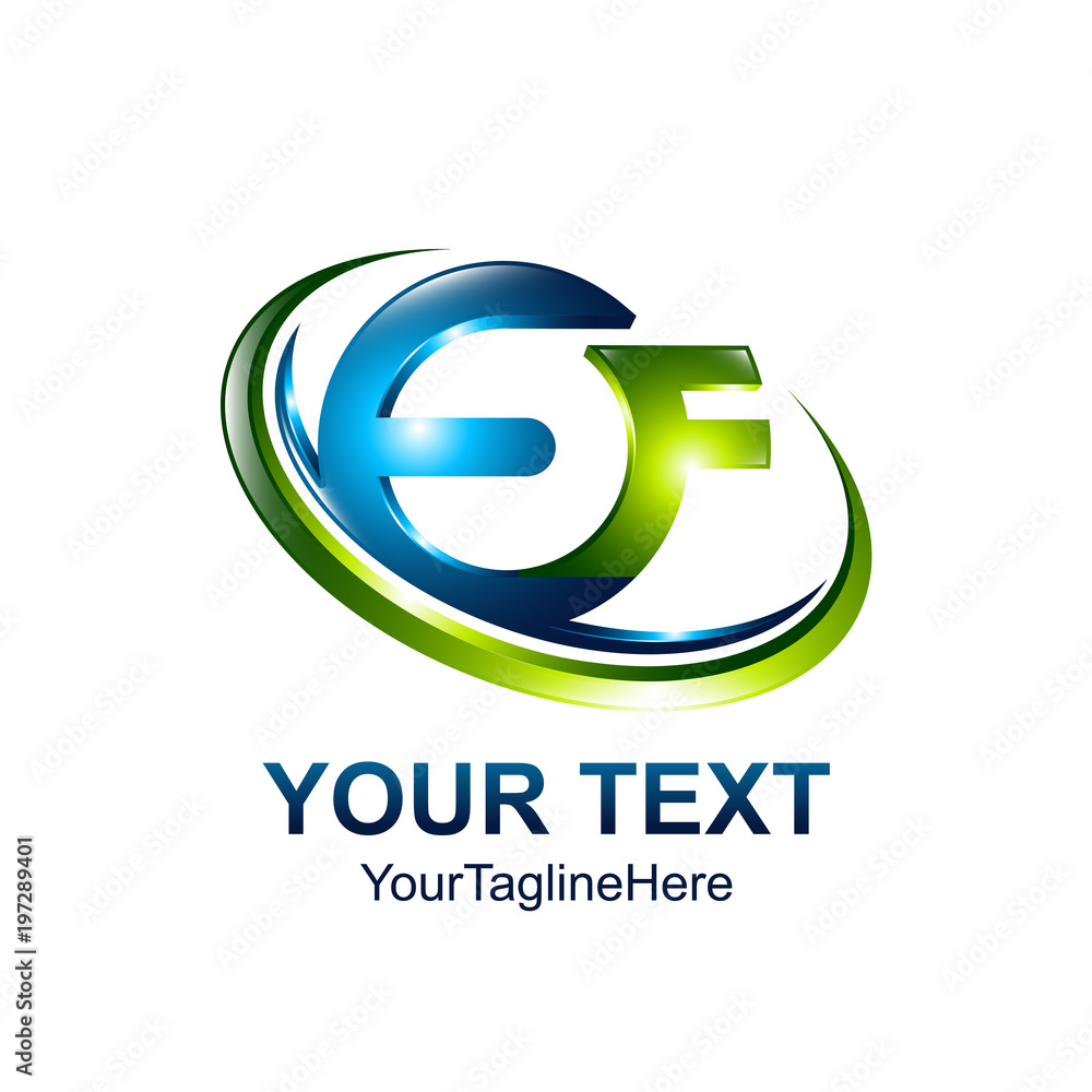 Initial letter EF logo template colored green blue swoosh design for business and company identity Initial letter EF logo template colored green blue swoosh design for business and company identity