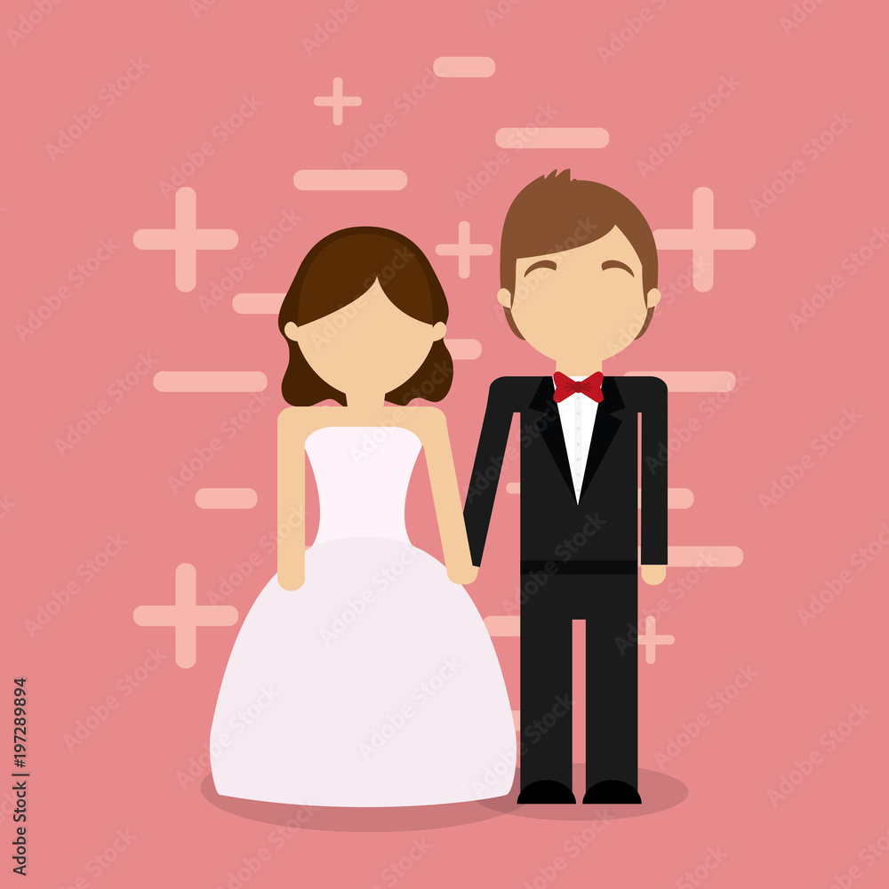 avatar wedding couple over pink background, colorful design. vector illustration avatar wedding couple over pink background, colorful design. vector illustration