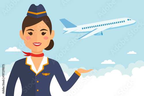 Stewardess woman in uniform