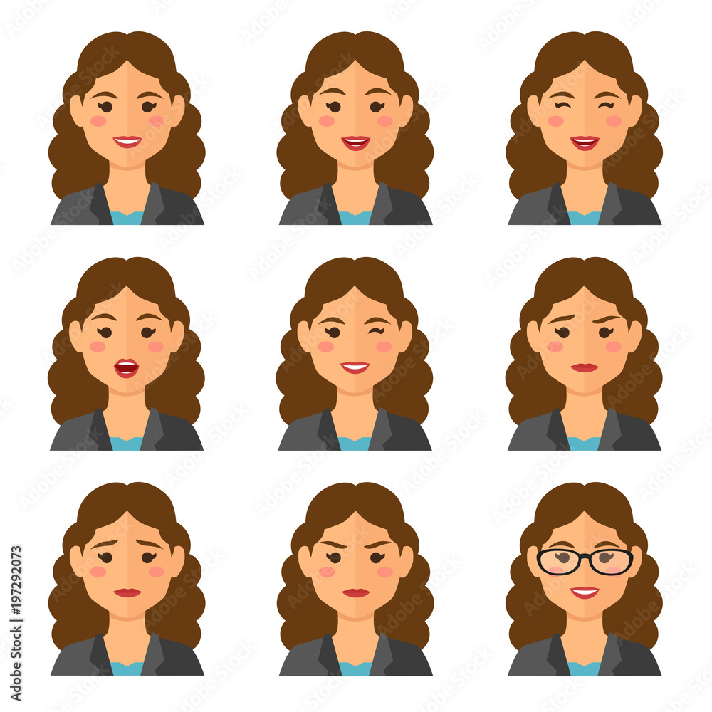Business woman expresions avatar Business woman expresions avatar
