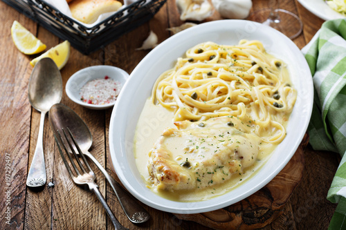 Chicken Piccata with garlic lemon sauce