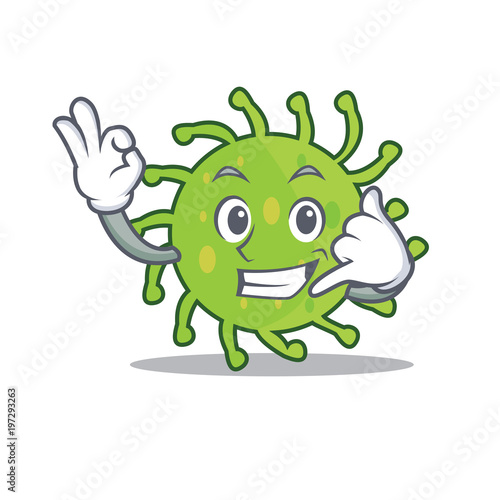 Call me green bacteria mascot cartoon