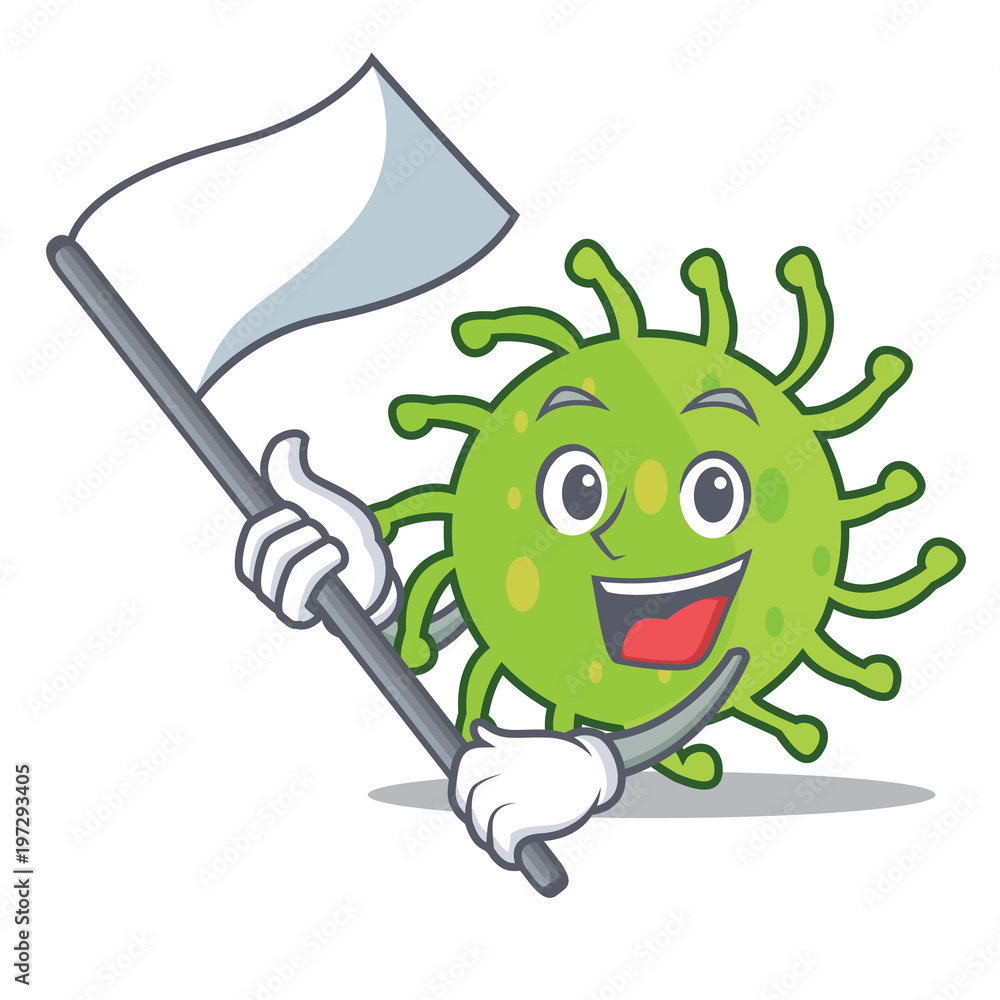 With flag green bacteria mascot cartoon Stock Vector | Adobe Stock