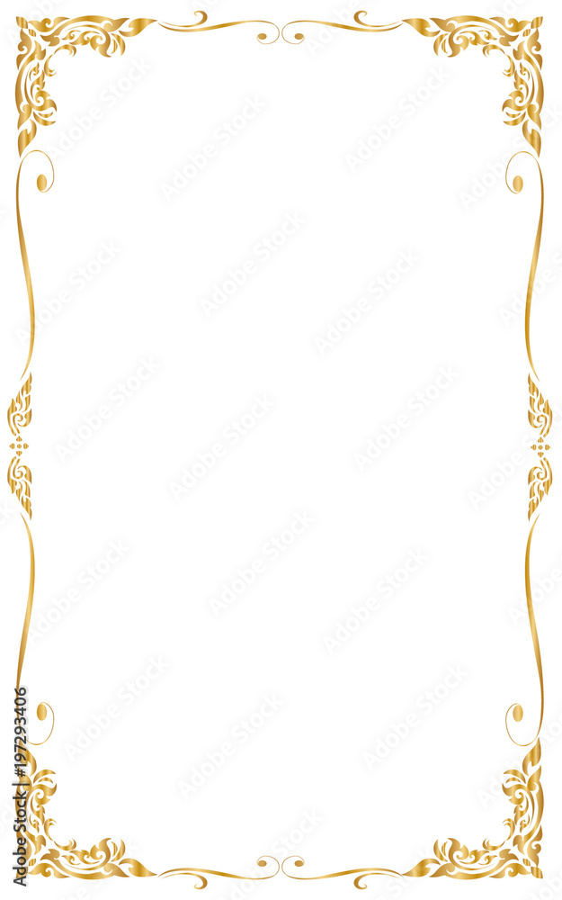Decorative frames and border, Golden frame on white background, Vector  illustration Stock Vector | Adobe Stock