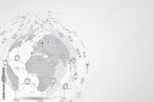 Global network connection. globe polygonal mesh and line as business , technology and composition concept. Vector Illustration.