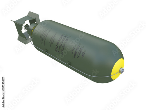 nuke or nuclear bomb from world war two isolated on a white background 3d rendering