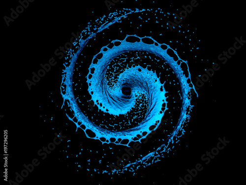 Wallpaper Mural spiral blue water splash isolated on a black background Torontodigital.ca