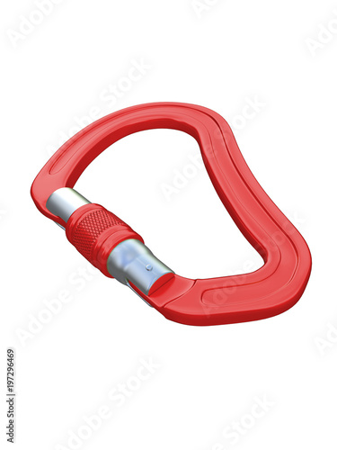 carabiner made of steel isolated on a white background 3d rendering