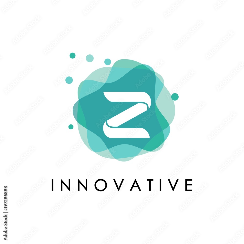 Letter Z logo at green watercolor splash background. green nature logo vector Letter Z logo at green watercolor splash background. green nature logo vector