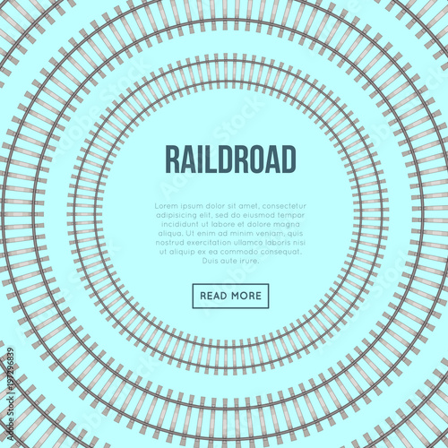 ailroad banner with circle rails on blue background.