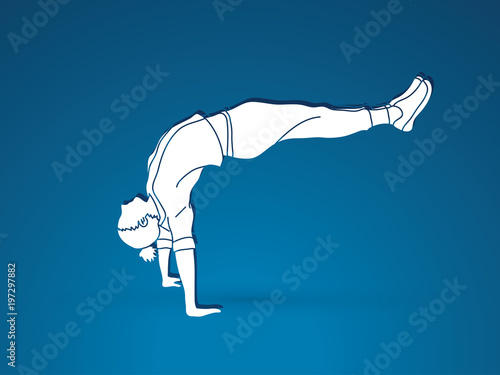 Dancing action, dancer training graphic vector.