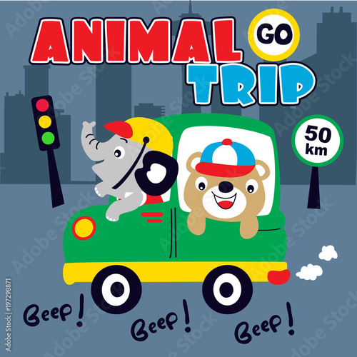 animal trip cartoon vector