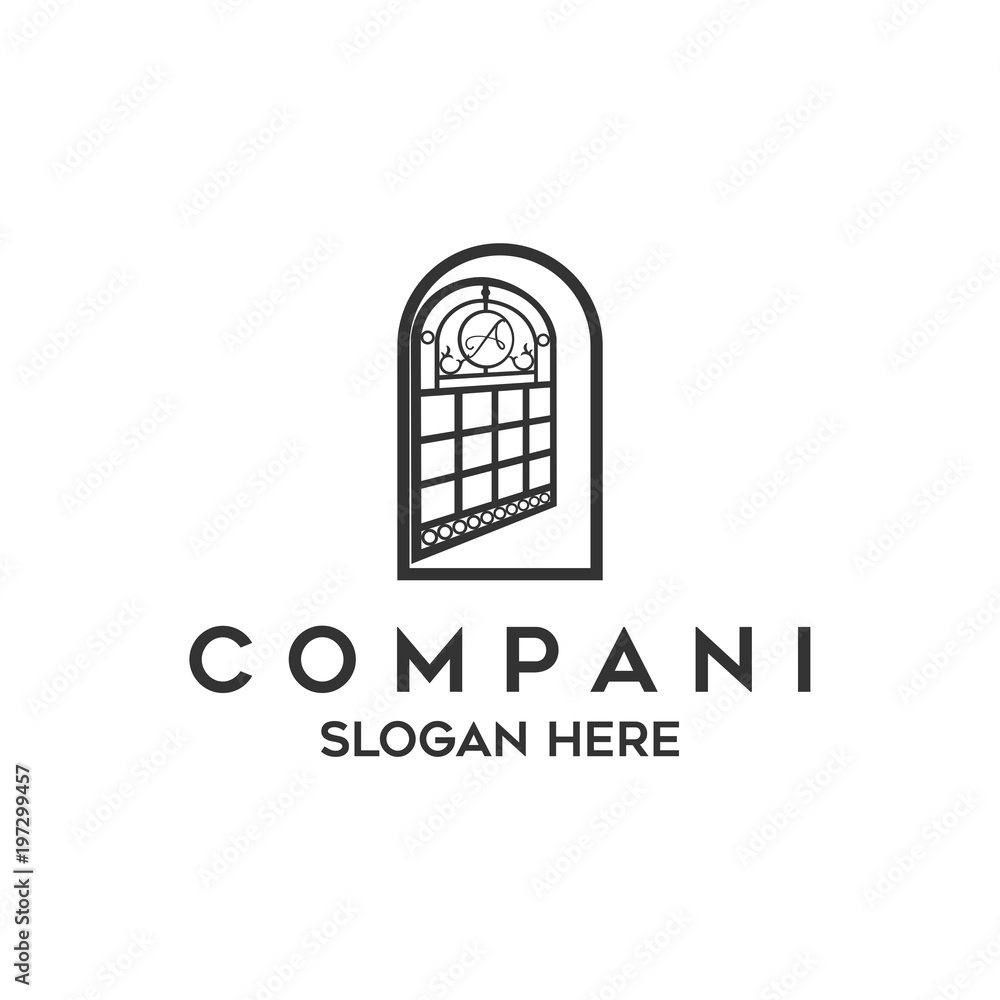 door and  gate logo template vector icon illustration