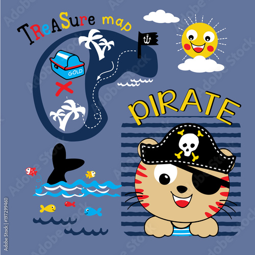 pirate animal cartoon vector 