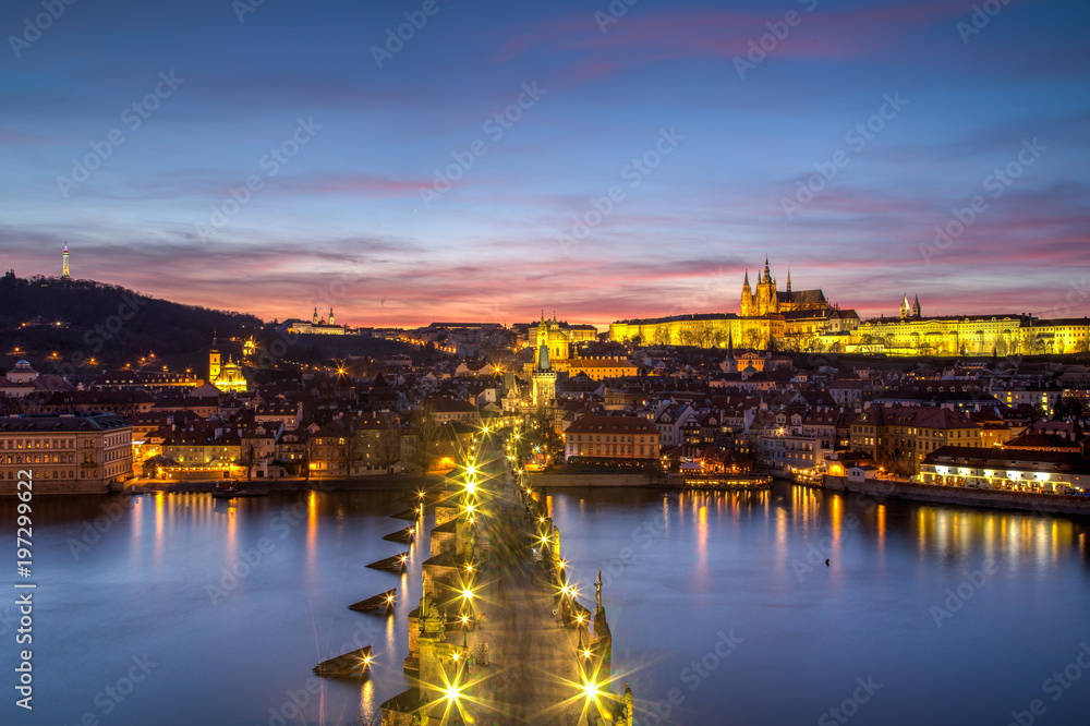 Fototapeta premium Prague Castle and Charles Bridge