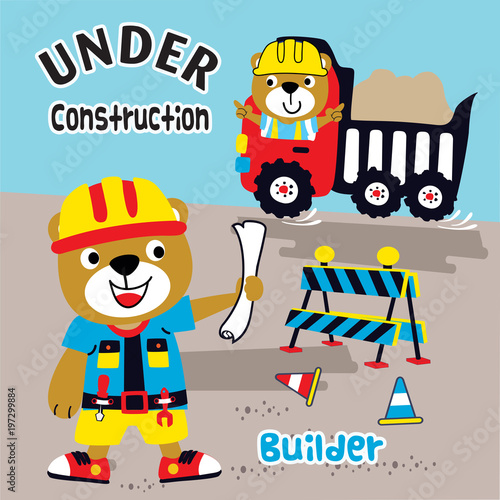 under constuction cartoon vector art