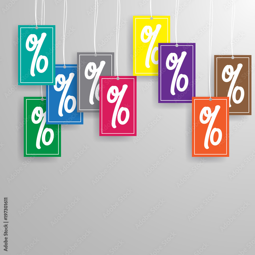 Hanging Price Stickers Sale Header. Hanging percent stickers header. Percent mark hanging concept. Hanging Price Stickers Sale Header. Hanging percent stickers header. Percent mark hanging concept.